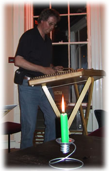 Steve on his 'Dove' dulcimer. Does gigs with Bernard around the Surrey Clubs.
